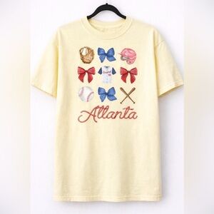 New Atlanta Braves Bow Comfort Colors Shirt, Butter, XL